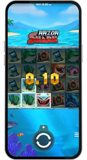 Active payline highlighted during a base game win in Razor Shark slot